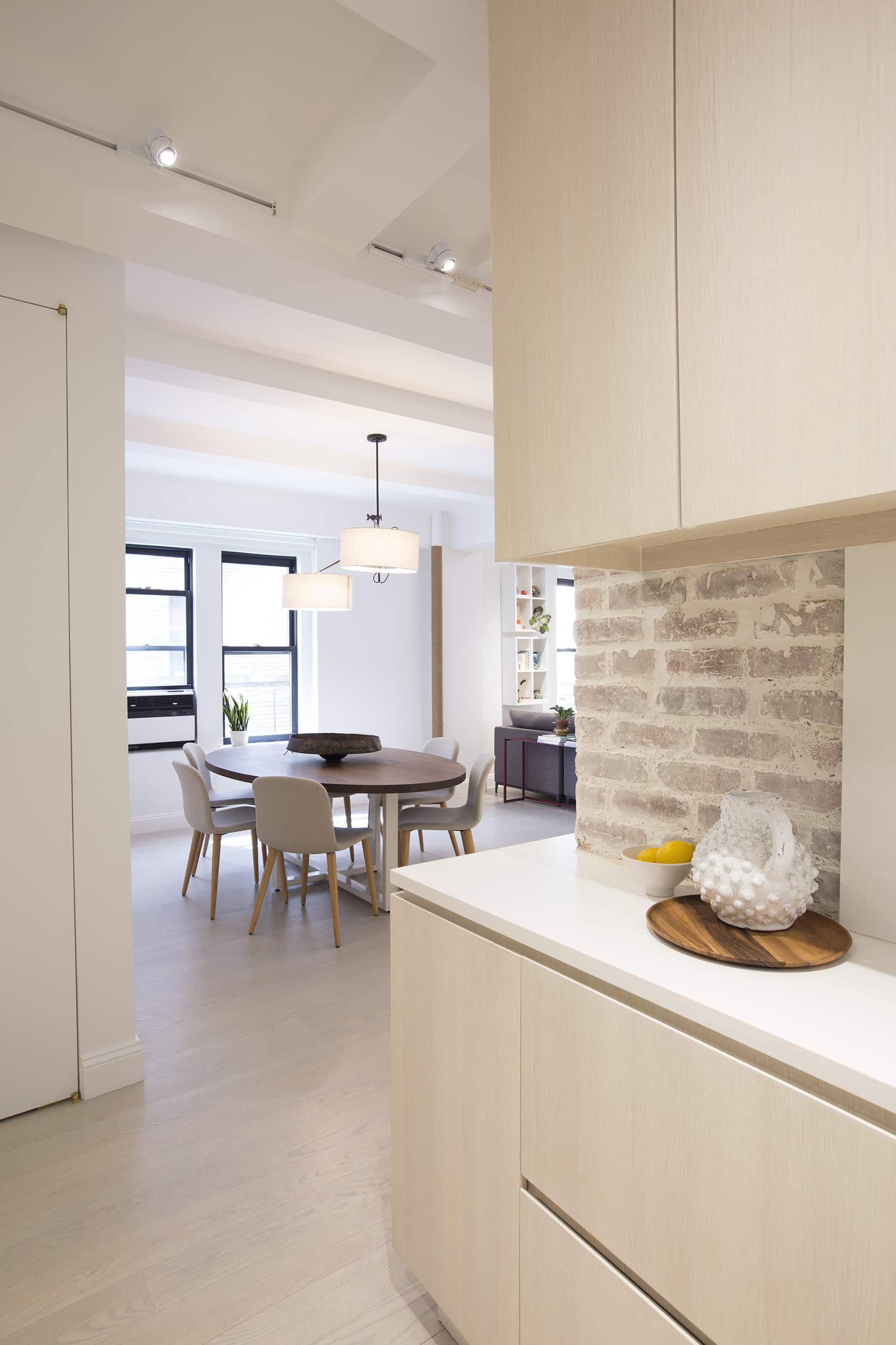 NYC Architect Architecture Renovate Renovation Residential Upper West Side Apartment Co-op Modern Pre-War Existing Details Exposed Brick Kitchen