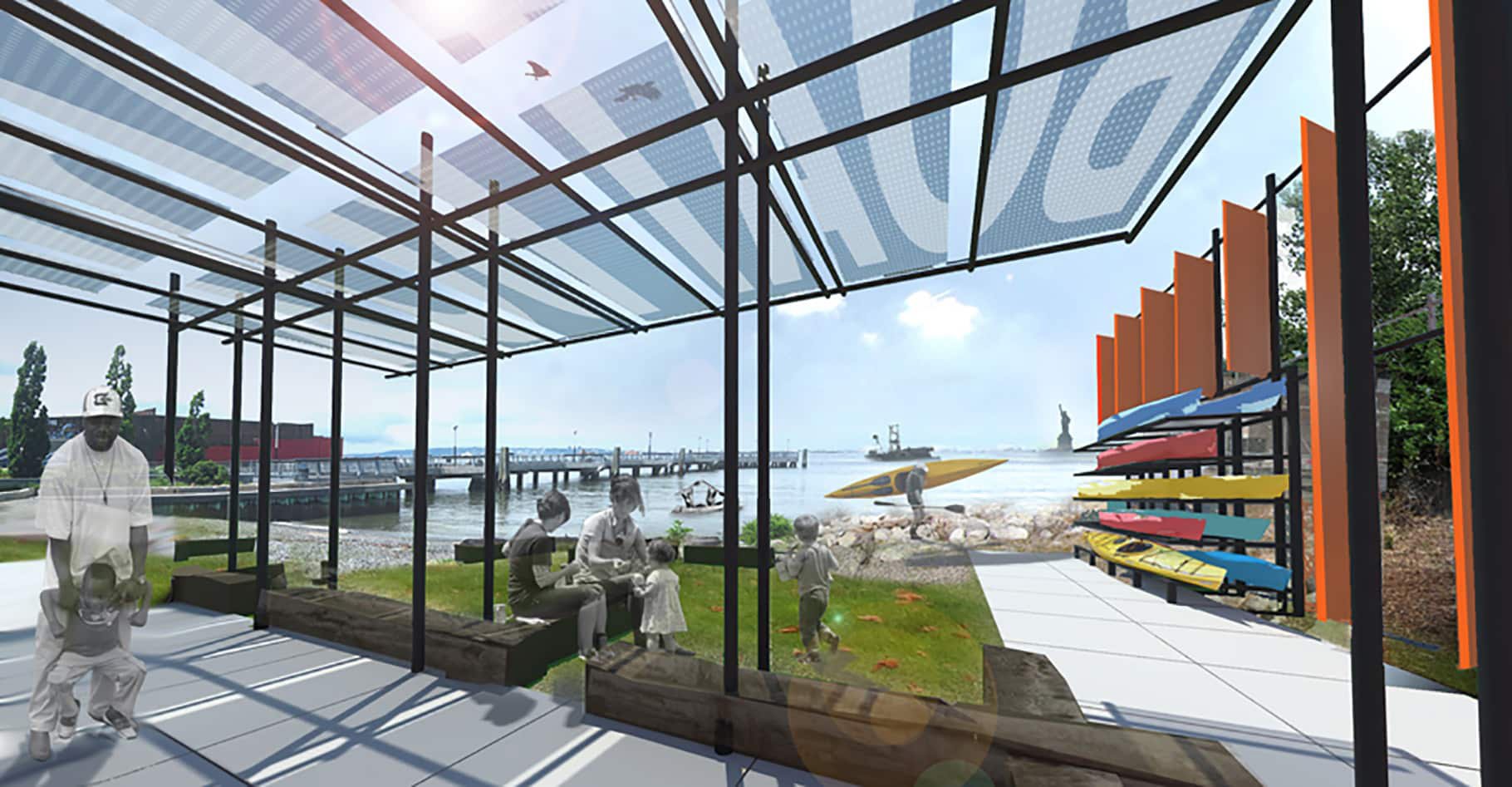 NYC Brooklyn Red Hook Park Boat Storage Architect Architecture Public Design Shipping Containers Rendering