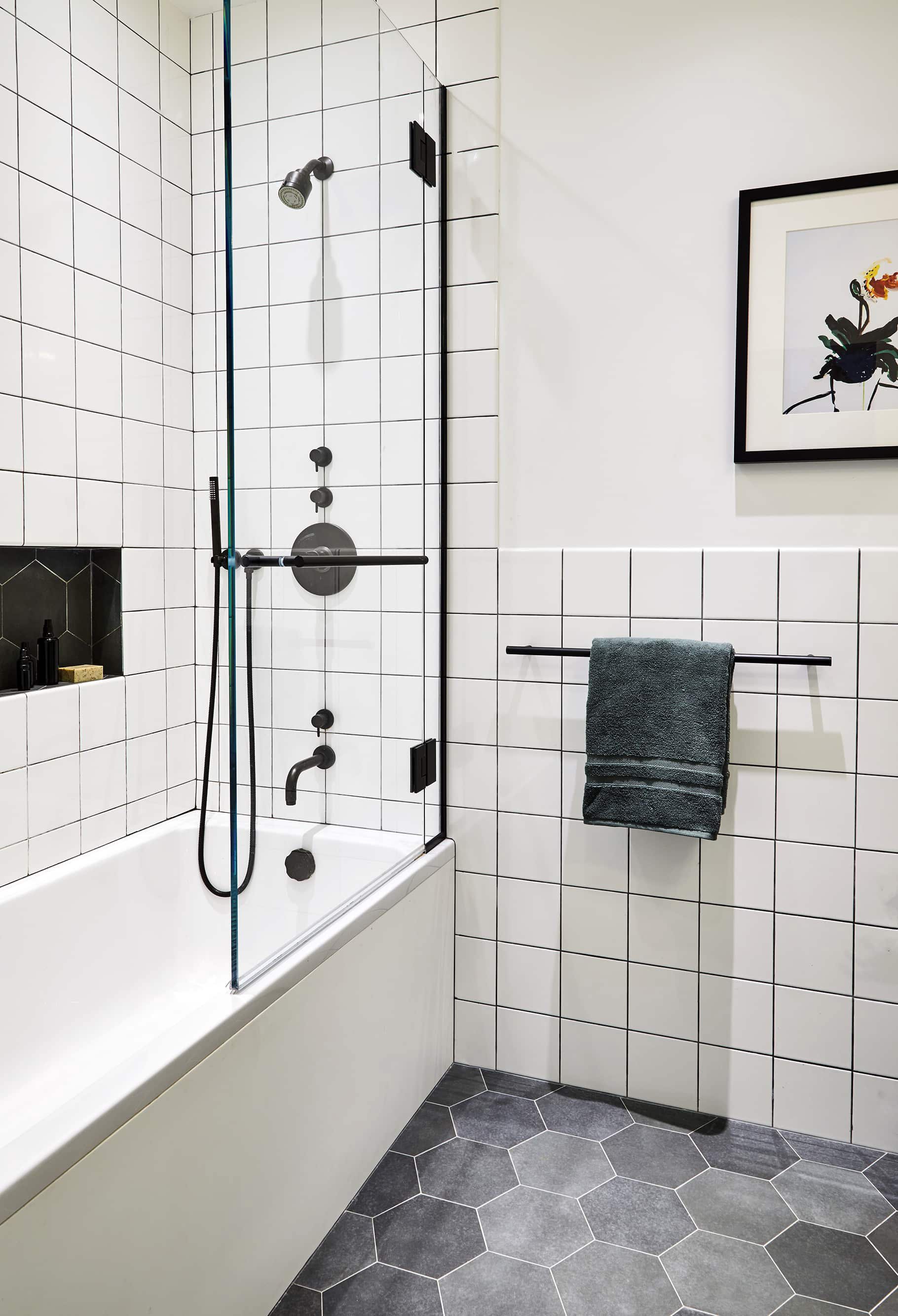 Soho NYC Loft Architect Architecture Gut Renovation Renovate Subway Tile Bathroom Grid Matte Black