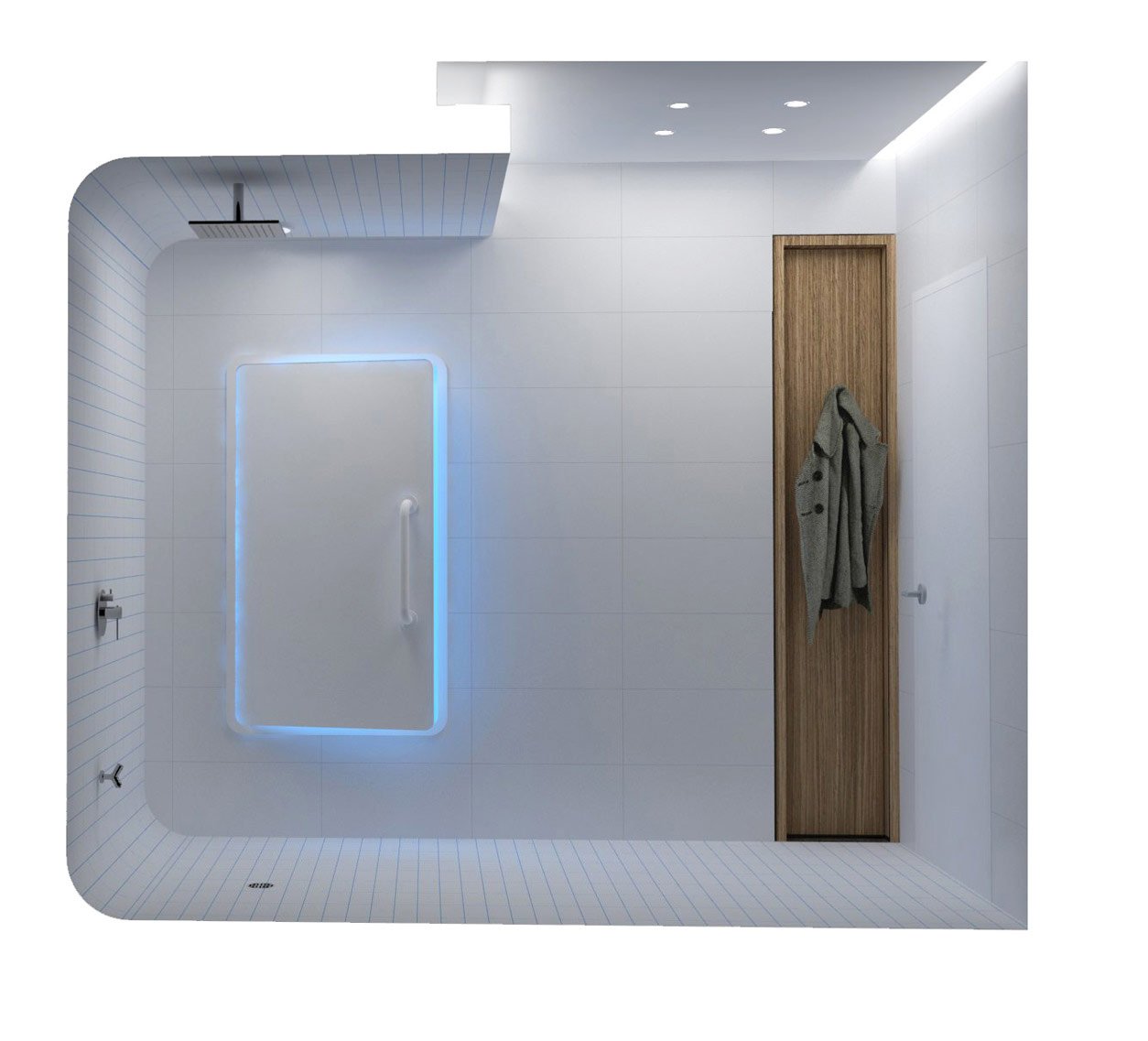 NYC Architect Architecture Modern Wellness Design Float Spa Commercial Renovate Renovation Flotation Therapy Section Rendering Subway Tile
